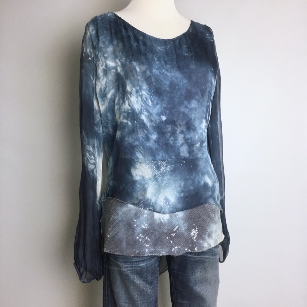 Italian made dip-dyed tunic with sequins and silk overlay